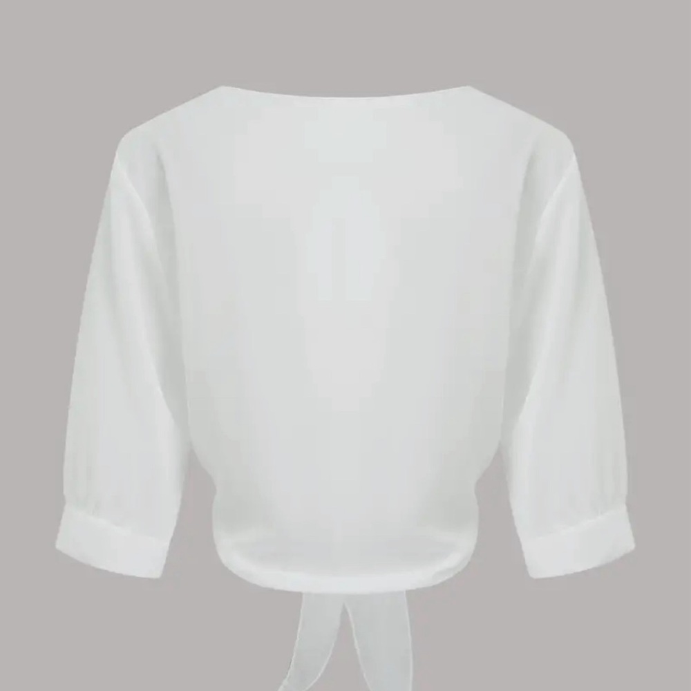 Tie Front Blouse White L